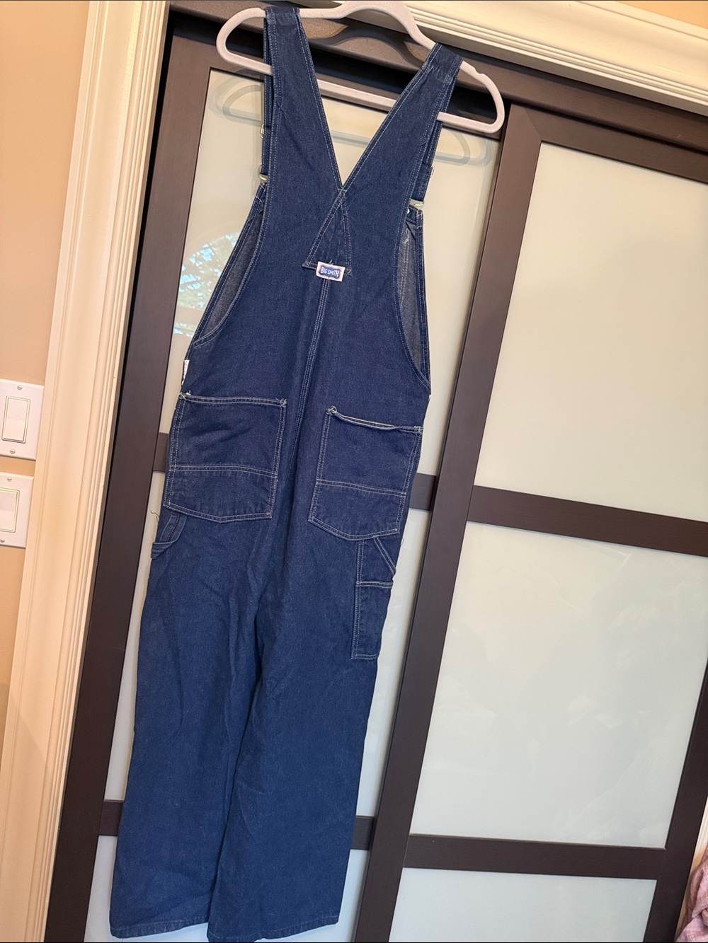 Honeybea Dark Blue Denim Overalls with Patchwork Floral Panels - Picture 4 of 4